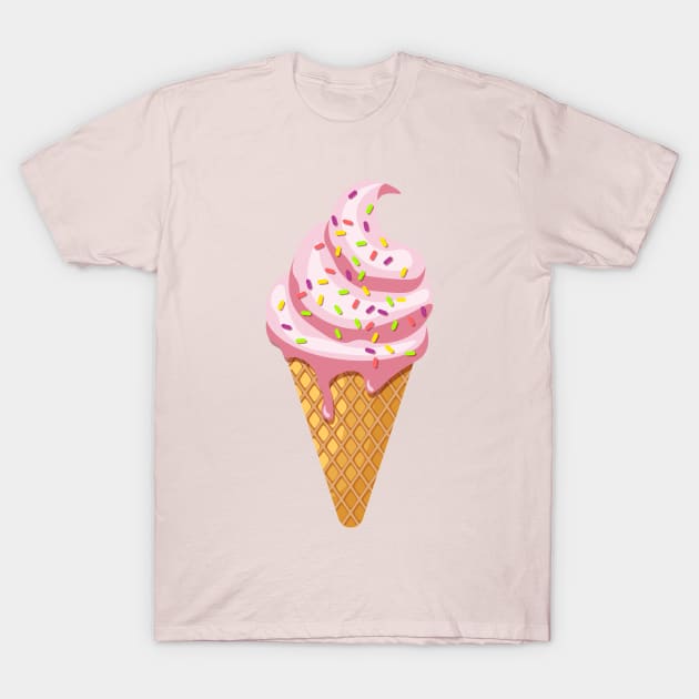 Strawberry sundae in waffle cornet with topping T-Shirt by Cute-Design